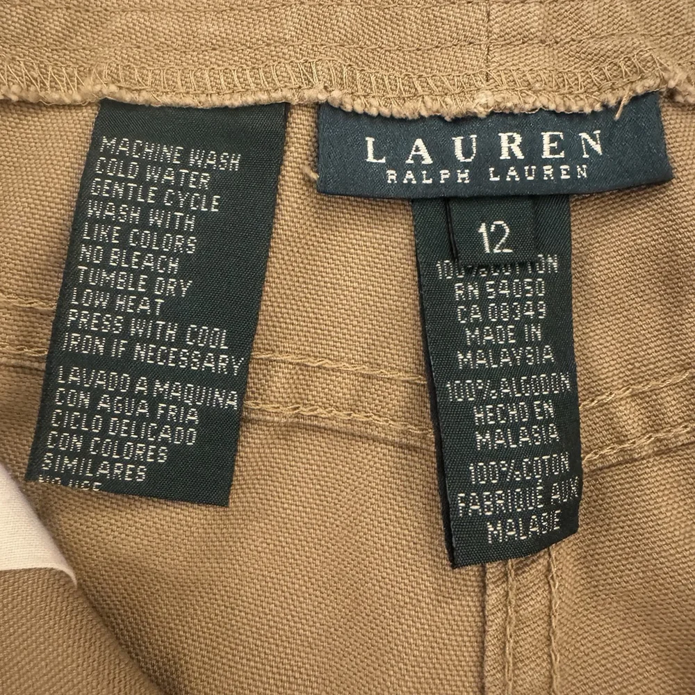 Lauren Ralph Lauren Cargo Hiking Shorts Women's Size 12 Khaki Tan Cotton